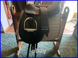 16.5 Courbette Dressage Saddle with New Leathers and Irons Used Girth