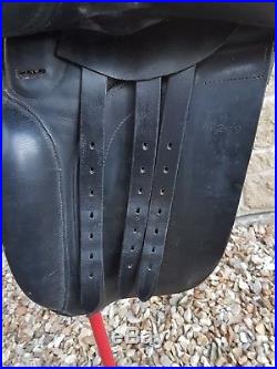 17.5 Alfrie Black leather Dressage M saddle stamped Barnaby short girth straps