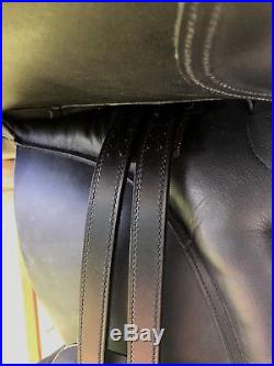 17 Black Leather Dressage English Saddle Package Bridle Girth Leathers & Irons