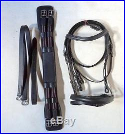 18 Dressage Leather Saddle Package Including Girth Bridle Reins Leathers