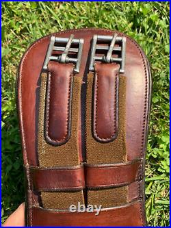 24 Brown Ovation Elite Monoflap Event English or Dressage Girth Leather Padded