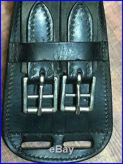 24 Dover Dressage Girth English Black Leather Contoured Double Elastic Monoflap