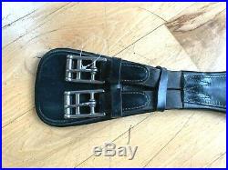 28 70cm PRESTIGE Black Leather Dressage Girth Rollers Triple Elastic(EG199)