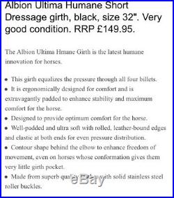Albion Ultima Humane Dressage girth black 32 padded anatomical