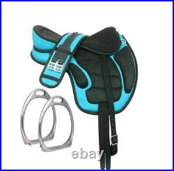 All Purpose Horse Saddle Synthetic FREEMAX English Treeless Suede Tack Size10-18