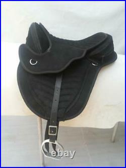 All purpose Treeless Leather Suede saddle Black Straps+dressage girth. Iroin
