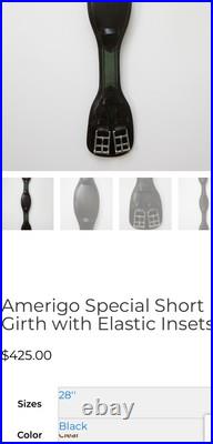 Amerigo Padded leather Anatomic ELASTIC Insets DRESSAGE GIRTH Black 70cm 28