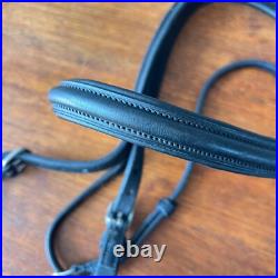 Aramas Raised Padded Dressage Bridle with Flash withLeather Reins Black Oversize Aramas Raised Padded Dressage Bridle with Flash withLeather Reins Black Oversize