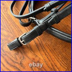 Aramas Raised Padded Dressage Bridle with Flash withLeather Reins Black Oversize Aramas Raised Padded Dressage Bridle with Flash withLeather Reins Black Oversize