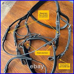 Aramas Raised Padded Dressage Bridle with Flash withLeather Reins Black Oversize Aramas Raised Padded Dressage Bridle with Flash withLeather Reins Black Oversize