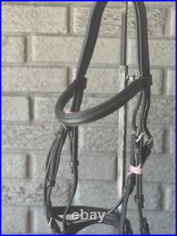Aramas Raised Padded Dressage Bridle with Flash withLeather Web Reins Black Cob Aramas Raised Padded Dressage Bridle with Flash withLeather Web Reins Black Cob