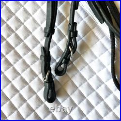 Aramas Raised Padded Dressage Bridle with Flash withLeather Web Reins Black Cob Aramas Raised Padded Dressage Bridle with Flash withLeather Web Reins Black Cob