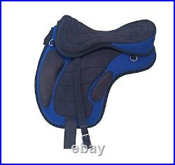 BLUE English Freemax Treeless Horse Saddle with girth and stirrups 14,15 inch