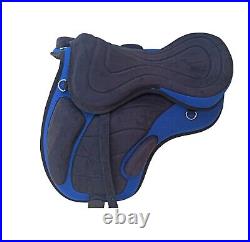 BLUE English Freemax Treeless Horse Saddle with girth and stirrups 14,15 inch