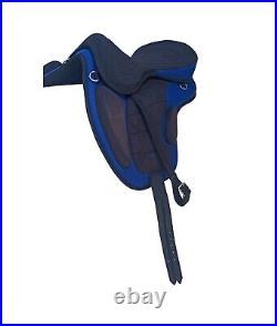 BLUE English Freemax Treeless Horse Saddle with girth and stirrups 14,15 inch