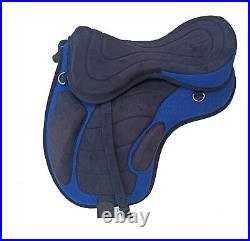 BLUE English Freemax Treeless Horse Saddle with girth and stirrups 14,15 inch