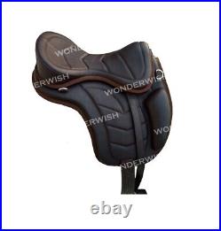 Black, Brown & Tan Color Treeless Leather Freemax Horse English Saddle 14 Sizes