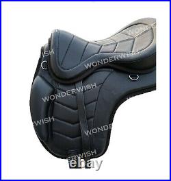 Black Color Treeless Leather Softy Freemax Horse English Saddle 14 Sizes F/Ship