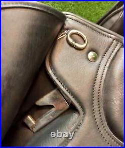 Black Jumping Dressage Leather Horse Saddle With Girth & Tack Set Size 14-18