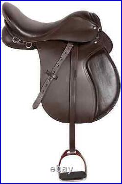 Black Leather Horse Saddle Jumping Dressage With Girth & Tack Set Size 14 18
