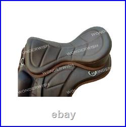 Brown Color Treeless Leather Softy Freemax Horse English Saddle 14 Sizes F/Ship