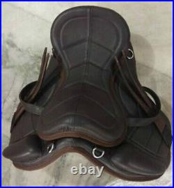 Brown Leather Softy Treeless Horse Saddle With Free Girth
