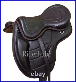 Brown Leather Softy Treeless Horse Saddle With Free Girth + Stirrups