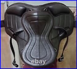 Brown Leather Softy Treeless Horse Saddle With Free Girth + Stirrups