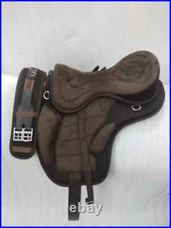 Brown Treeless Freemax Synthetic Horse Tack Saddle with Girth (Sizes 10 19)