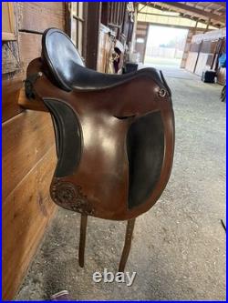 DP El Campo Shorty Saddle S2 Adjustable Gullet Tooled Leather with cover & girth