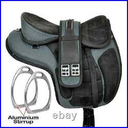 Dark Gray Treeless Freemax Synthetic Horse Tack Saddle with Girth All Sizes