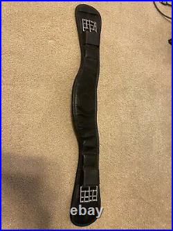 Dresch Contoured Anatomical Black Leather Dressage Girth with Elastic 28 70 cm