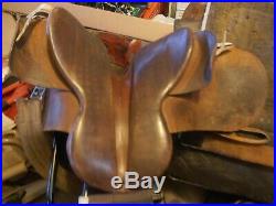Dressage English Leather Saddle with Stirrups and Girth