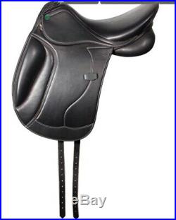 Dressage English Saddle and Bridle Black Leather 16 seat Girth Irons Pinnacle
