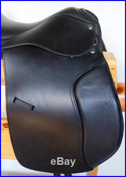 Dressage Saddle Black Premium Leather 16 Pkg-4pc Bridle Leather Irons Girth NEW