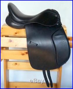 Dressage Saddle Black Premium Leather 16 Pkg-4pc Bridle Leather Irons Girth NEW