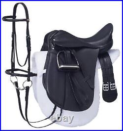 Dressage Saddle Only or Package Silver Fox Leather Black 16,17 or 18