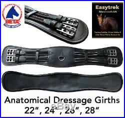Easytrek anatomical dressage short girth soft black leather elasticated