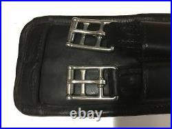Elevator soft leather dressage girth, shaped design, Black, 25. (Ref. 346R)