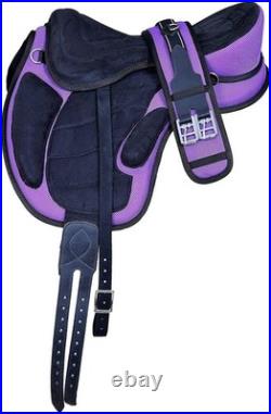 English All Purpose Synthetic FREEMAX Horse Saddle Treeless Suede Tack Size10-18