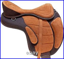 English All Purpose Synthetic FREEMAX Horse Saddle Treeless Suede Tack Size10-18