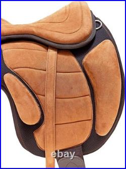 English All Purpose Synthetic FREEMAX Horse Saddle Treeless Suede Tack Size10-18