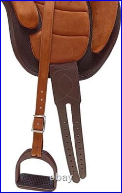 English All Purpose Synthetic FREEMAX Horse Saddle Treeless Suede Tack Size10-18