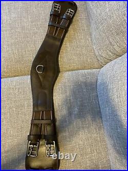FSS Leather Humane Monoflap Soft Padded Dressage Close Contact Girth Brown 24 26