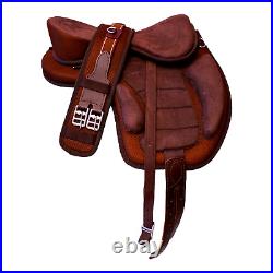 Freemax Treeless Brown Horse Saddle Synthetic With Girth Tack Size 14'' To 18'