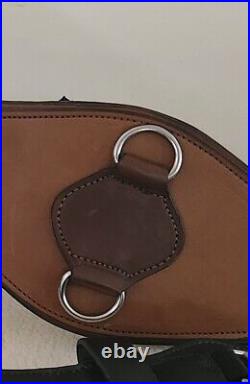 Girth. Leather, Neoprene Lined, Contoured, SoftSides Comfort. OrthoFlex Brown