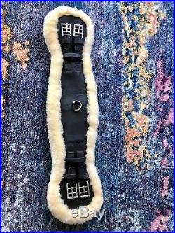 HKM Real Lambs Wool Black Leather Dressage Girth NWOT- 26/65cm