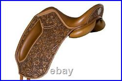 Hand tooled dressage Leather saddle with matching girth + Stirup