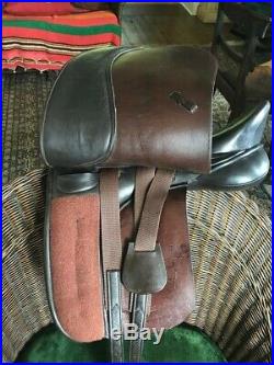 Heather Moffett Black FlexEE Finale Delux Dressage Saddle 17.5Inc leather girth