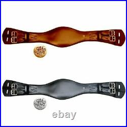 Horse Dressage Girth Soft Padded Leather Double Elastic Ends Equestrian Training